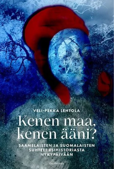 Kirjan kansi, jossa taiteellinen kuva. Sinisellä pohjalla henkilö, jolla on punainen lakki päässä.